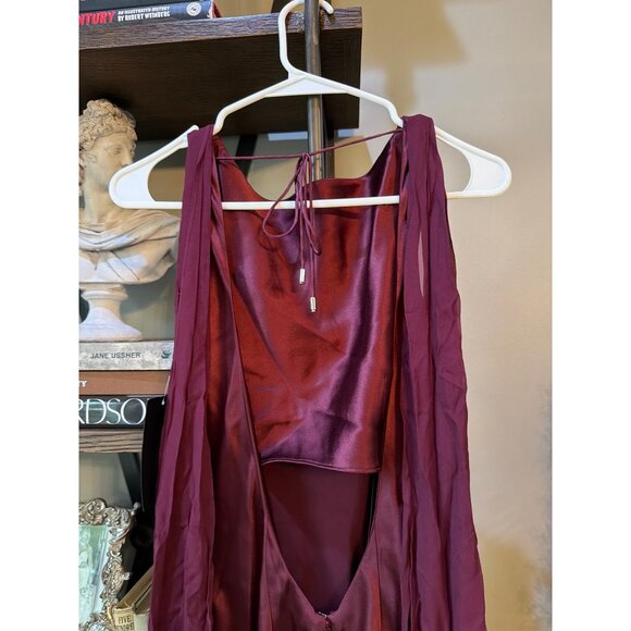 retrofete Julia Silk Draped Open Back Maxi Dress Port Womens Size Small - Picture 10 of 14